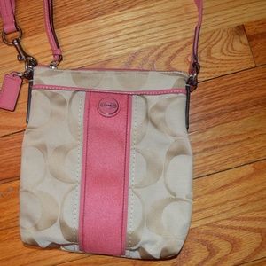 Tan and Pink Coach Crossbody
